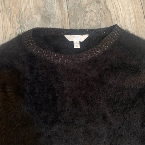 TIME AND TRU BLACK FUZZY/FURRY SWEATER W/SILVER LARGE 12-14-EUC - Picture 4 of 7